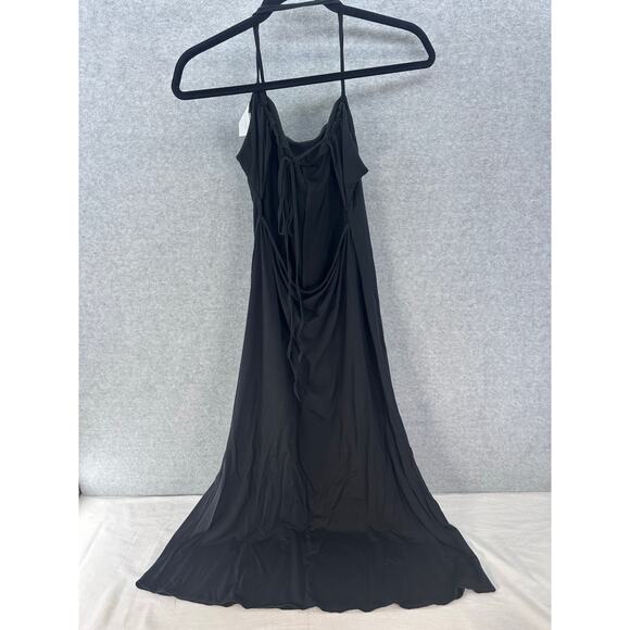 Modern Citizen Women’s sz M Liliana Black Cupro Slinky Midi Dress Lace Up Back - Picture 6 of 13
